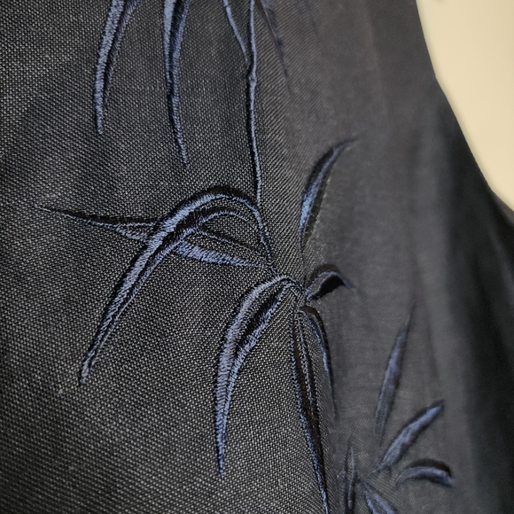 NWT Jennifer Women Navy Blue Embroidered Vest Ramie Rayon Plus Size 22 - Picture 2 of 15